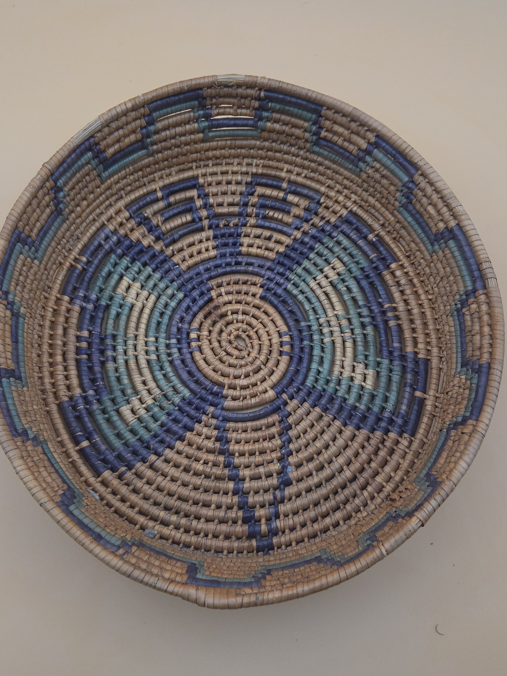 Beautiful Handwoven Coiled Colorful Butterfly Design Decorative Boho Basket